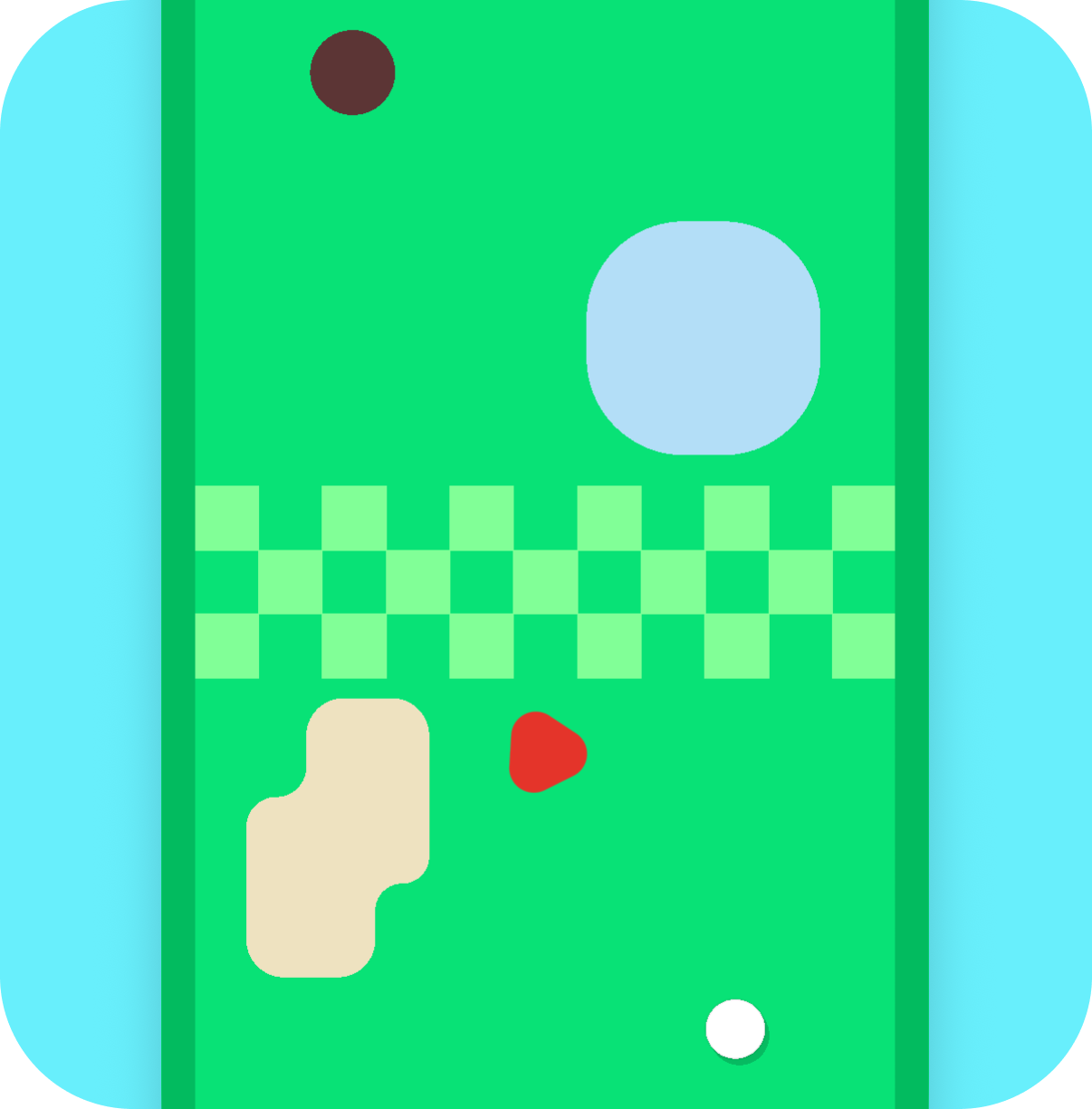 Playing a hole — dodge the water and sand